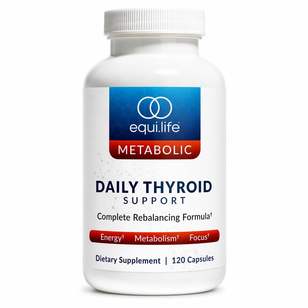 EquiLife Thyroid תמיכה, ויטמינים ומינרלים תוספת עם ויטמין C, Zinc, ויטמין E, Iodine ו Selenium, Fitogens & Amino Acids פורמולה, תמיכה כללית של בריאות, Gluten חינם, 120 קפסולות