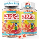 (2 Pack) ילדים Multivitamin Gummies עם ברזל, סוכר חינם, ילדים יומי ויטמינים + פרוביוטיקה, Algae אומגה 3 (EPA / DHA), A, C, D, Methyl B12, Folate, B6, Zinc, Biotin, עבור צמיחה בריאה, Immune תמיכה תמיכה תמיכה