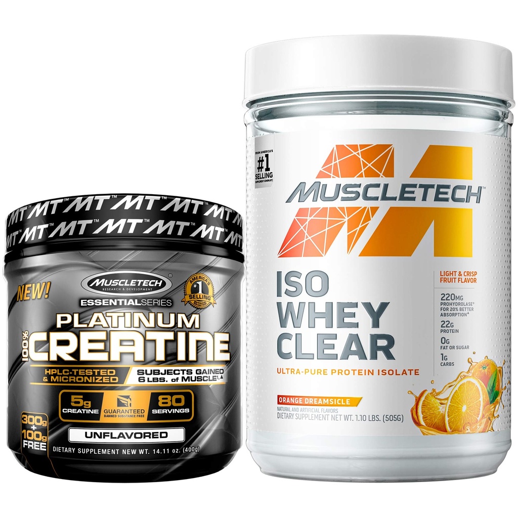 שריר טק Creatine + Whey חלבון Isolate Bundle פלטינום Creatine Iso Whey Clear, Orange