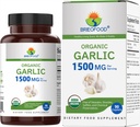 Brieofood אורגני Garlic 1500 מ"ג, 45 משרתים, Vegetarian, Gluten Free, 90 טבליות צמחוניות