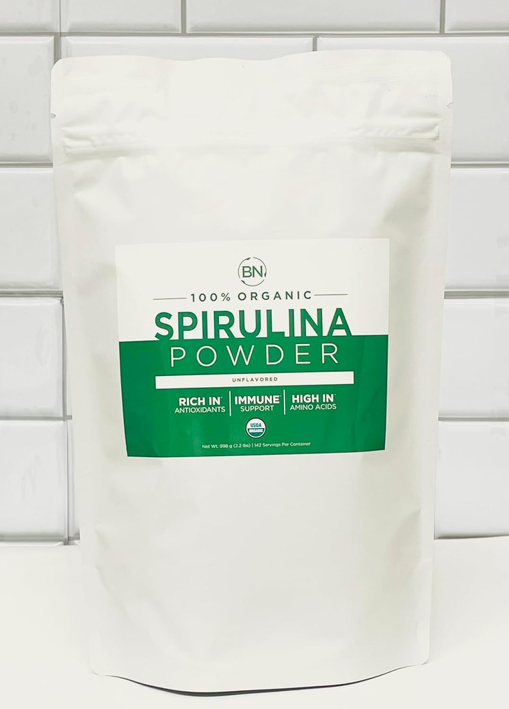 אבקת Spirulina אורגני 1kg / 2.2lb -285 לשרת גודל 3.5g - USDA מוסמך - RAW חומרים מזינים Dense מעל 70% חלבון Per לשרת - טהור Source חלבון טבעוני - Superfood