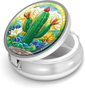 גלולת גלולת גלולות 3 עבור Purse & Pocket Mini Metal Pill Holder Travel Piller מכיל גלולותer כדי להחזיק תוספי ויטמינים BPA חינם (Cactus)