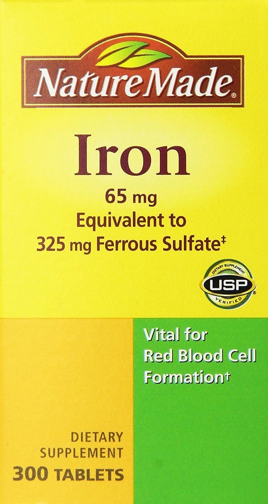 הטבע עשה ברזל 65 מ"ג, Equivalent to 325 מ"ג Ferrous Sulfate - 300 טבליות