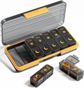 AMPM Pill מארגנת 2 פעמים ביום, 7 Day Pill Box Weekly Pill Organer Travel with Container, Portable Daily Medicine Planner Dispenser Case for ויטמין, שמן דגים, תוספים (BlackGold)