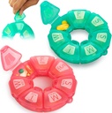 מארגנת גלולות שבועיות עגולות, TPU גומיized, Travel Container 7 Day, עם 7 השוואתיות גדולות, ערכת גלולה חמודה עם אותיות גדולות וברילי (2 PCs Green Rose)