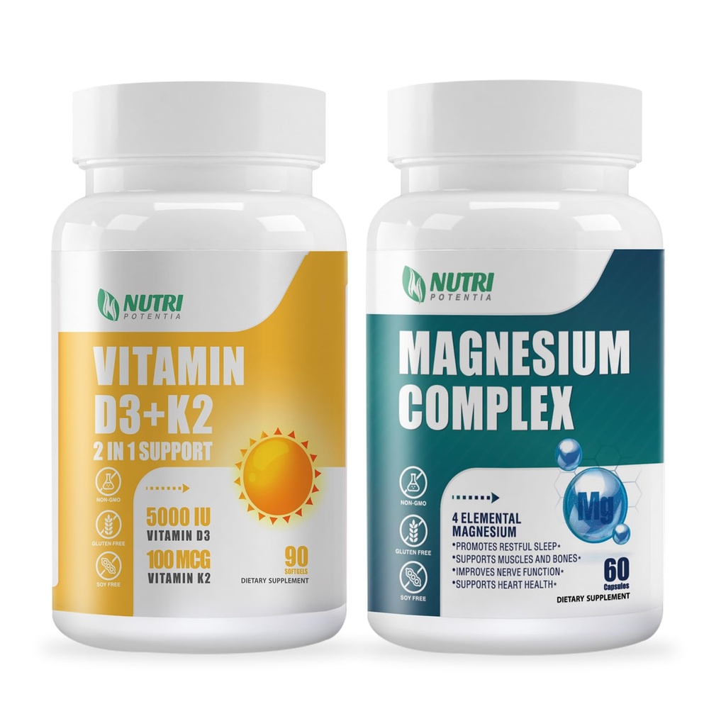 ויטמין D3 K2 עם MCT שמן 90 Softgels & Magnesium פורץ דרך תוסף מורכב