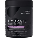 מחקר ספורט ® Hydrate Electrolytes אבקת - סוכר חינם ובאופן טבעי פלבב עם ויטמינים, מינרלים, מים קוקוס - תמיכה הידרציה - פירות תשוקה - 90 משרתים