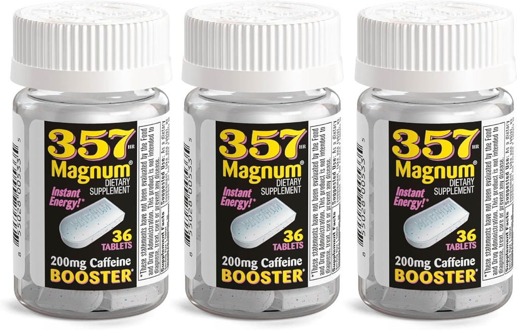 357 Magnum - טבליות אנרגיה פורמולה עם Caffeine - 36 קפסולות - 3 Pack