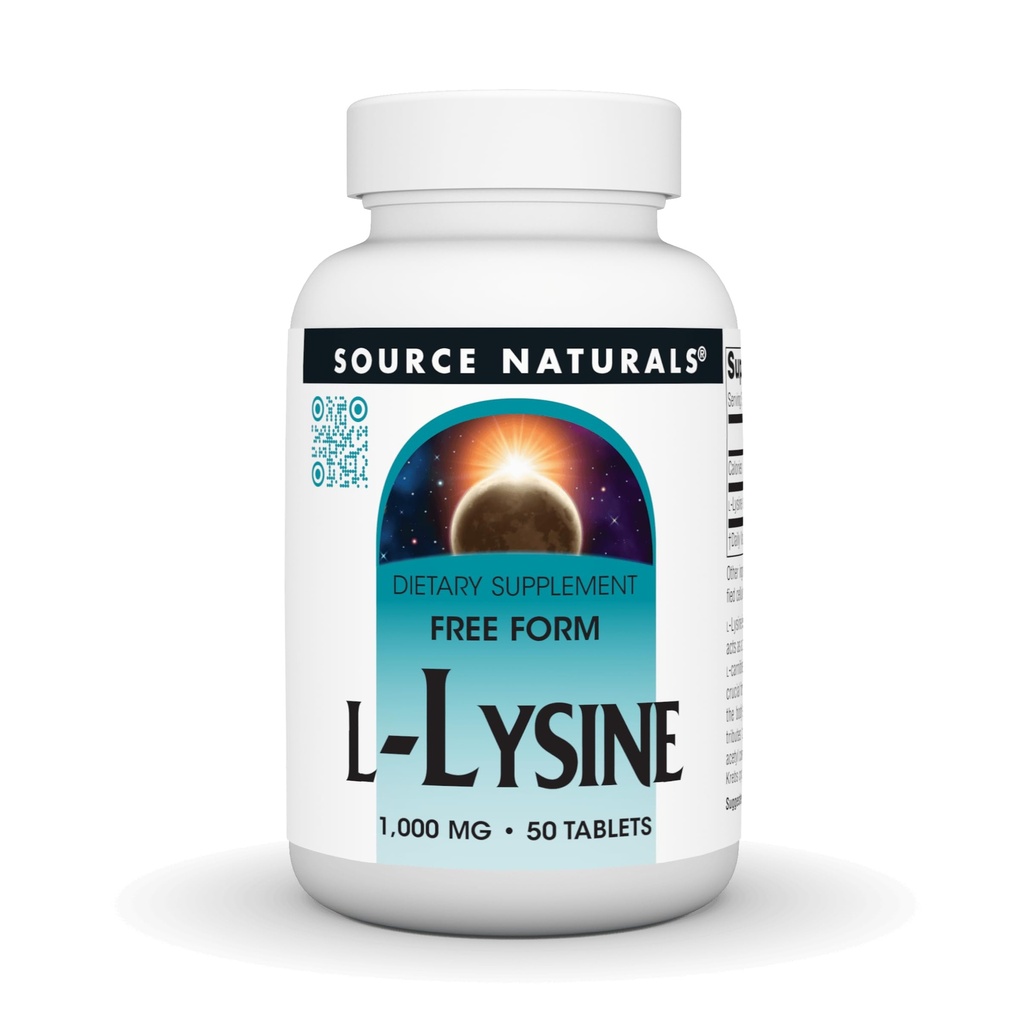 מקור טבעי L-Lysine חינם טופס, 1000 מ"ג - Amino Acid תוספת תמיכה אנרגיה ו Formation of Collagen * 50 טבליות