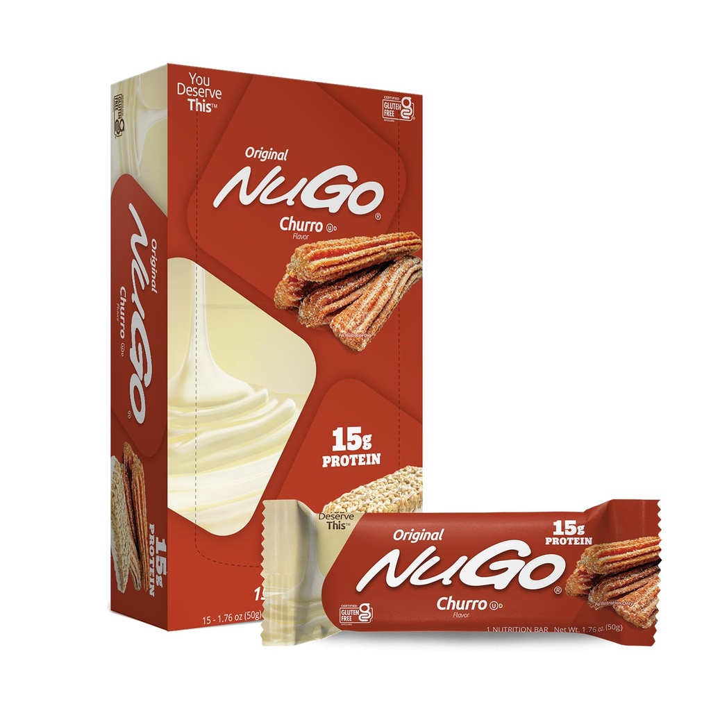NuGo חלבונים Bar, Churro, 11g חלבון, Gluten Free, 15 Count