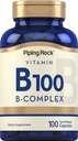 Piping Rock ויטמין B-100 Complex | 100 קפסולות | ויטמינים B12, B1, B2, B6 | Non-GMO, Gluten Free Supplement