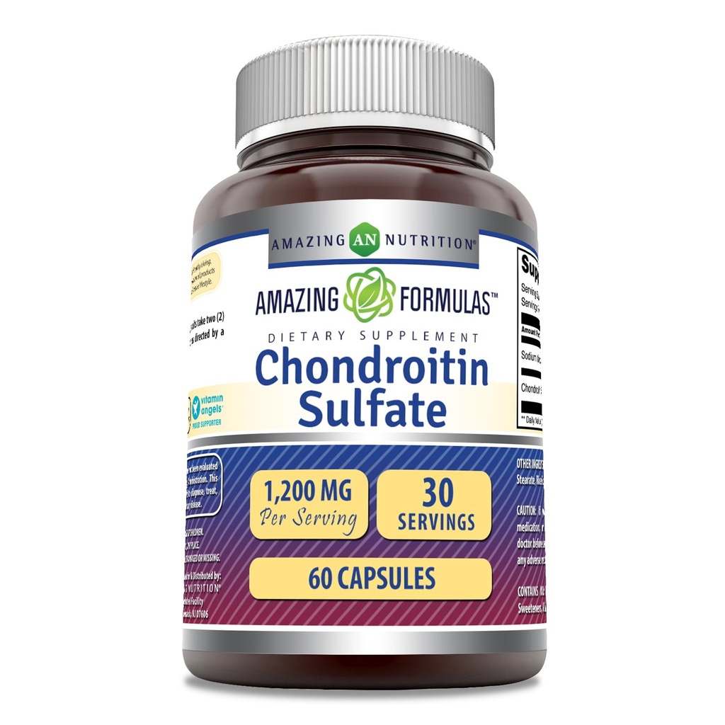 פורמולה מדהימה Chondroitin Sulfate 1200 מ"ג עבור תוספת | קפסולות | Non-GMO | Gluten Free | Made in USA (1 Pack, 60 Count)
