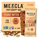 Mezcla Puff Crispy חלבונים Bars, Gluten חינם & טבעוני חלבונים Bars, 10g חלבון, אלט עבור קריספי רייס טיפול, גרנולה Bars & Breakfast Bars, חטיפים בריאים למבוגרים, בוטנים בוטנים, 12 Pack