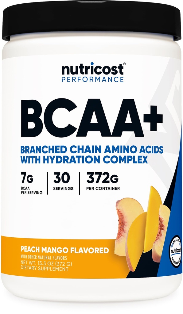 אבקת מזון BCAA + הידרציה (Peach מנגו) 30 משרתים - Chained Amino Acids עם תרכובת הידרה - Gluten-Free, non-GMO
