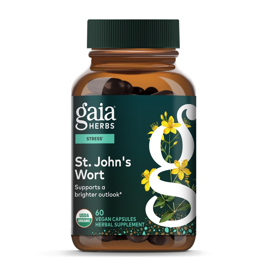 גאיה Herbs St. John's Wort - Natural Stress Support - עם St. John's Wort - 60 קפסולות טבעוניות (20 יום אספקה)