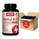 Jarrow Formulas כוח מקסימלי Methyl B-12 5000 mcg, תוספת תזונתית לייצור חשמל סלולרי ותמיכה לבריאות המוח, 60 צ'ילי צ'רוב-Flavored Chewable Tablet, 60 יום אספקה, Pack של 12 ימים
