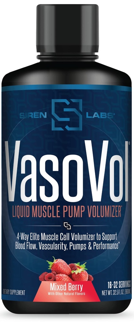 Vaso-VOL נוזל משאבה Volumizer עם Agmatine Sulfate - טרום עבודה עבור גברים לקחת את העבודה שלך לשלב הבא עם Vascularity וביצועים (Mixed Berry)