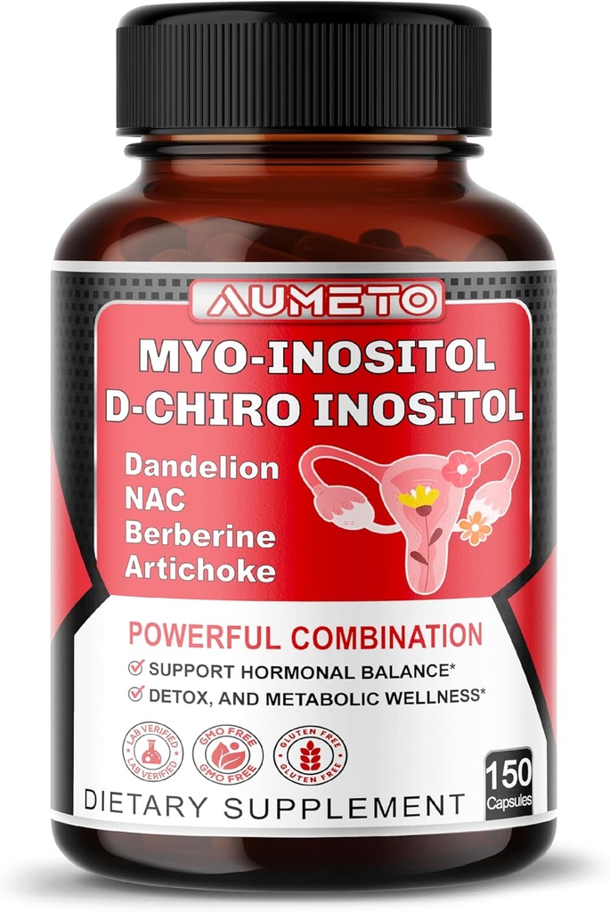 Myo-Inositol + D-Chiro Inositol - 150 קפסולות - עם Folate, NAC, Berberine, CoQ10, ו- Detox בלגן - תמיכה הורמונלי איזון ומטבוליזם - Non-GMO, Gluten-Free-Free Gluten-Free Gluten-Free Gluten-Free-Free Gluten-Free-Free Gluten-Free-Free-Free Gluten-Free-Free-Free-Free CoQ10