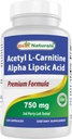 Best Naturals Acetyl L-Carnitine ו-Alpha Lipoic Acid 750 מ"ג 120 קפסולות