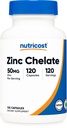 מזונות מזינים Zinc Chelate 50 מ"ג, 120 קפסולות צמחוניות - Gluten Free and non-GMO