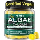 Calcium חניכיים לנשים + Magneisum ויטמין D3 K2, C, Zinc, Boron, Sustainable Algae (3rd Party Tested) עבור כוח העצם, Nerve, Calcium Absoption, סוכר חינם Calcium, טבעוני, 60 ספירות
