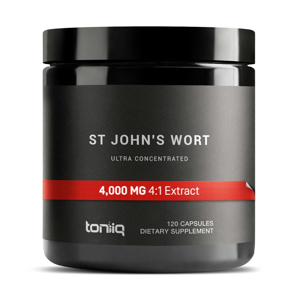 1000 מ"ג Ultra High Power St. John's Wort כמוסות (Non-GMO) - 7X ריכוזי פלט - 0.3% Hypericin - Highly Purified and Bioavailable - 120 קפסולות