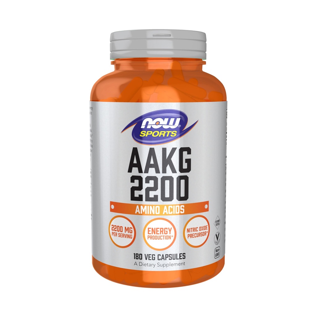 Now Sports AAKG 2200, Arginine, ייצור אנרגיה, 180 ואג קפסולות