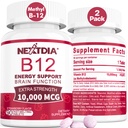 B12 ויטמינים 10,000 mcg, Methylated ויטמין B12 sublingual - Energy Boost, Focus, Metabolism & Brain Health Support, Immune System Support, Fast Dissolve, Natural Strawberry Flavor, 180 משרתות