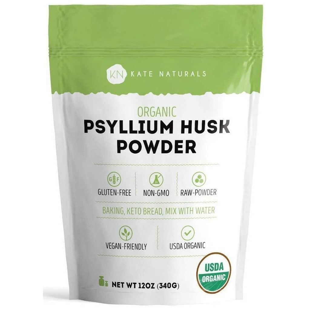 קייט Naturals Psyllium Husk אבקת עבור Baking, סיבים ו Digestion. Psyllium Seed אבקת לכלבים וחתולים (12oz, אורגני, Gluten Free, Pet Safe)