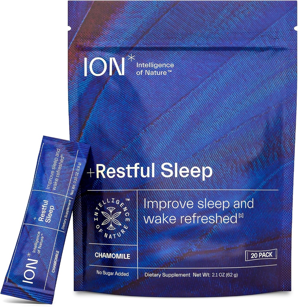 ION* האינטליגנציה של הטבע +Restful Sleep | שיפור שינה, קידום הרגיעה, ו Wakeמרעננים | No Sugar הוסיף | Gluten Free | Glyphosate Residue Free | 20 Packets