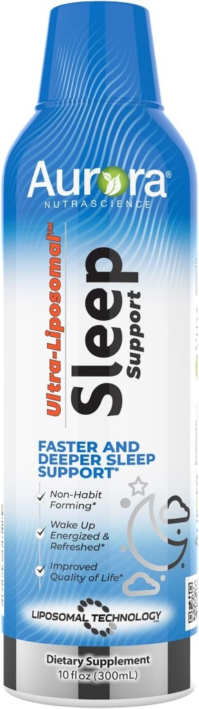 Vida Lifescience Aurora Nutrascience Ultra-Liposomal Sleep Aid, כולל Melatonin, L-theanine, Ashwagandha ו Calming Chamomile, Chamomile, 30 כורים, 10 oz oz