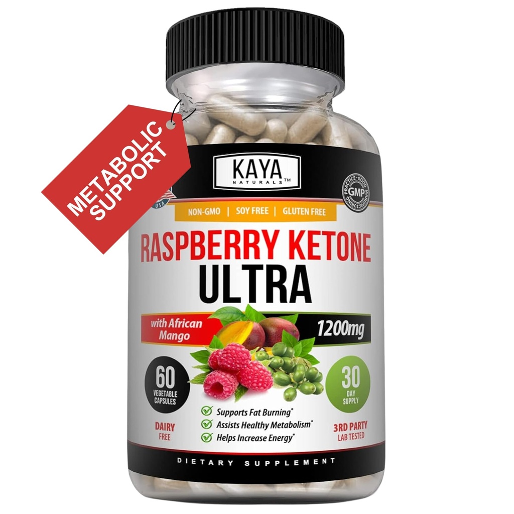 Kaya Naturals Keto Diet Raspberry Ketone - אובדן משקל, Appetite control, Boost Metabolism - 60 Count