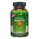 Irwin Naturals One-Per-Day Mega B-12 1500mcg High Potency Methylcobalamin ויטמין - Fast Enhanced Absorption with MCT + אסיאתי גינזנג - אנרגיה טבעית Boost - 60 Softgels