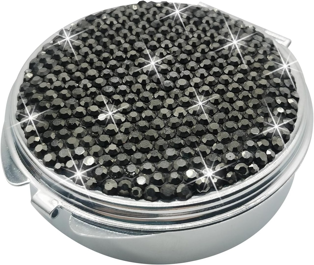 Bling Pill Case for Purse Medicine Container Holder Pocket Pill Case Medicine מארגנת עבור ויטמין/Fish Oils/Supplement Travel Medicine Kit (3 השוואתי שחור)