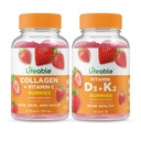 Lifeable Collagen & ויטמין C + ויטמין D3 + ויטמין K2, Gummies Bundle - גדול Tasting, ויטמין תוסף, Gluten Free, GMO חינם, Chewable Gummy