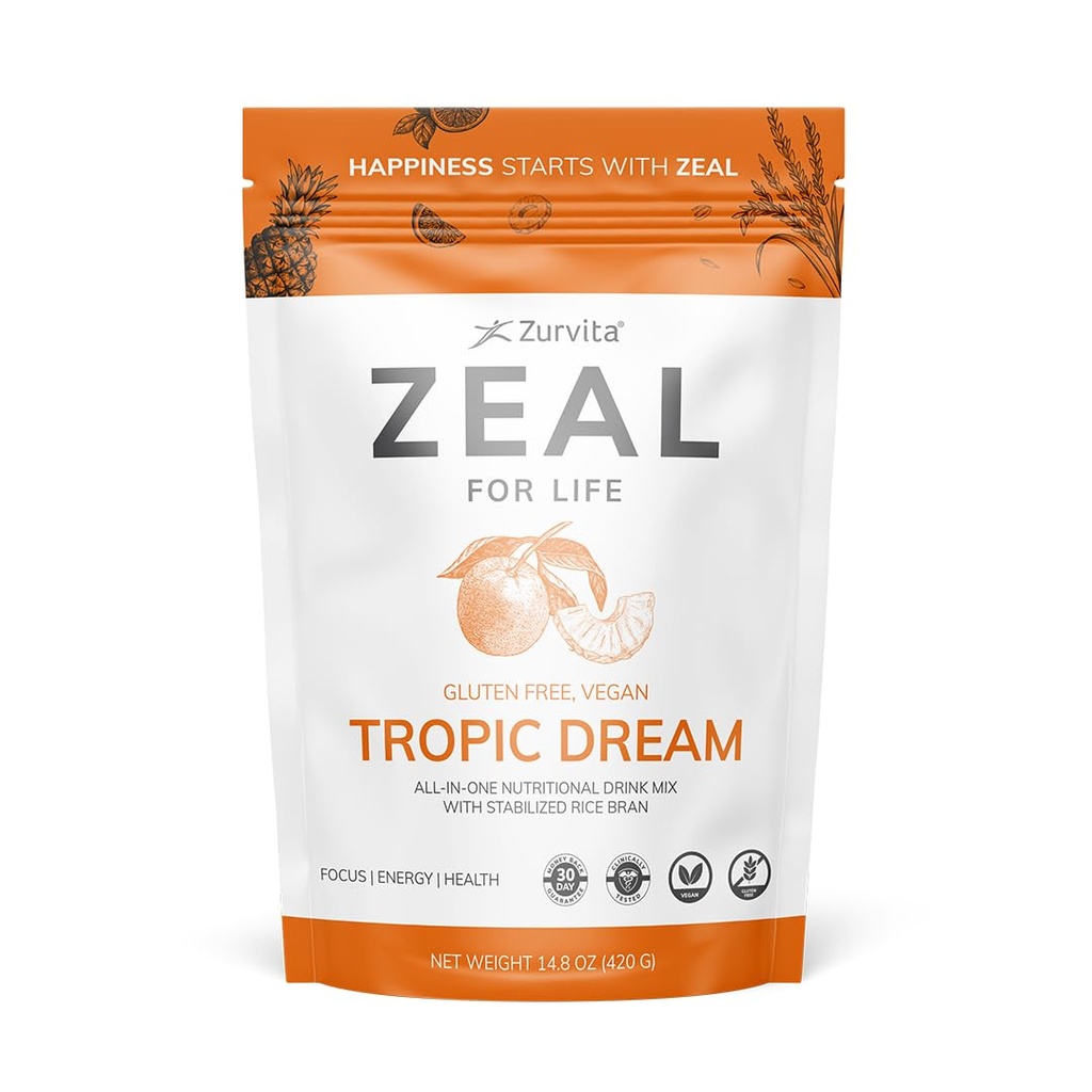 Zuvita - Zeal for Life 30Day Wellness Bag - Tropicor, תוספי תזונה יומית עבור Vitality, Immunity, & Total Wellness - 420 גרמים