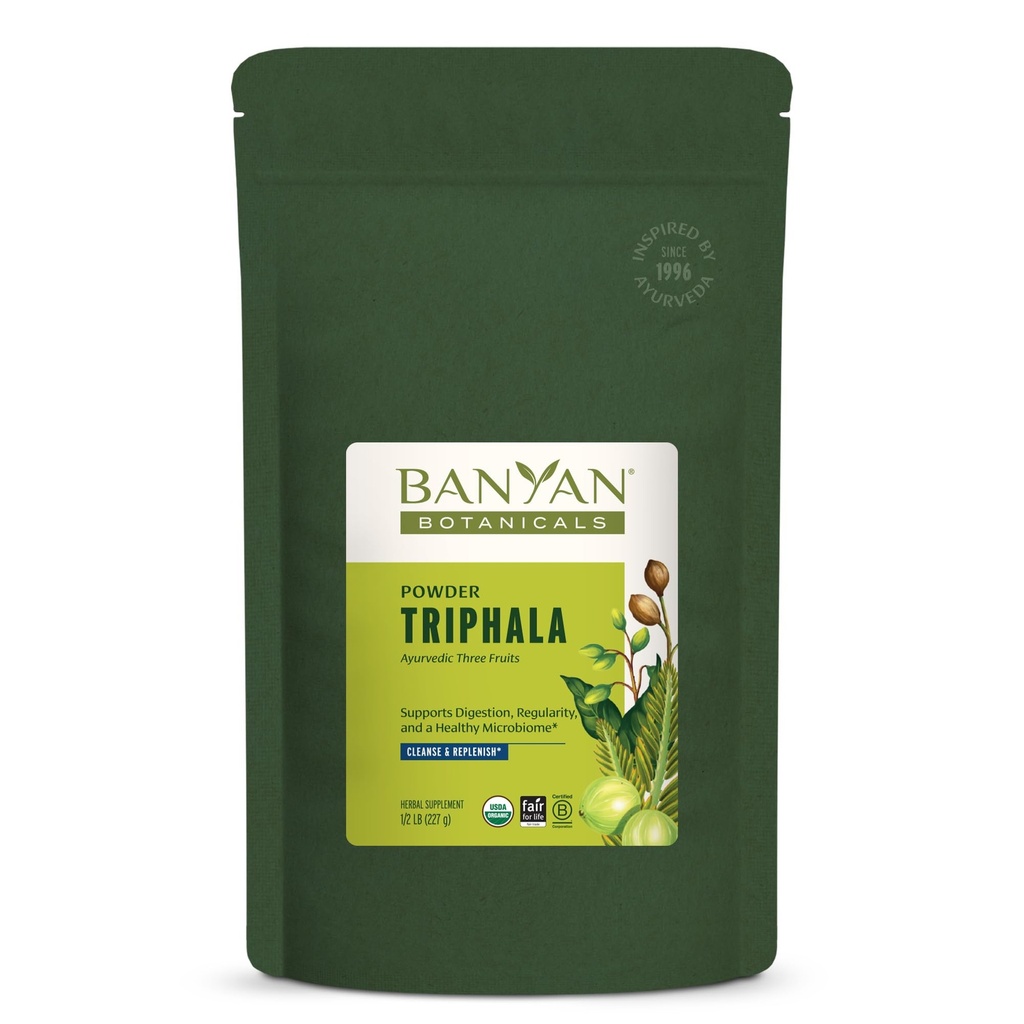 Banyan הבוטנים Triphala אבקה - תוספי תזונה אורגנית עם Amla, Haritaki & Bibhitaki - Digest, מושבה תמיכה ו- Gut Microbiome * - 1/2 lb - non-GMO Sustainably מקורו טבעוני טבעוני טבעוני טבעוני טבעוני טבעוני