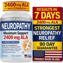 Neuropathy Supplement with 2400 mg Alpha Lipoic Acid – Maximum Strength Nerve Support for Feet Hands Toes – 2400mg ALA, Vitamins B12 B6 & B1, Magnesium, Turmeric – 60 Capsules