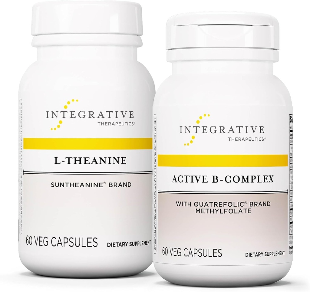 Integrative Therapeutics Bundle עם Active B-Complex, 60 קפסולות ו- L-theanine, 60 קפסולות - Active B-Complex כדי לתמוך במטבוליזם אנרגיה עם 8 B-Vitamins* - L-anine כדי לתמוך במדינה רגועה *
