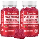 Calcium Gummies + Magnesium & Zinc עם ויטמין D3 & K2, גבוה Absorption Calcium תוספת עבור העצם, שיניים ותמיכה Immune, Non GMO, טבעוני, 120 הרוזן