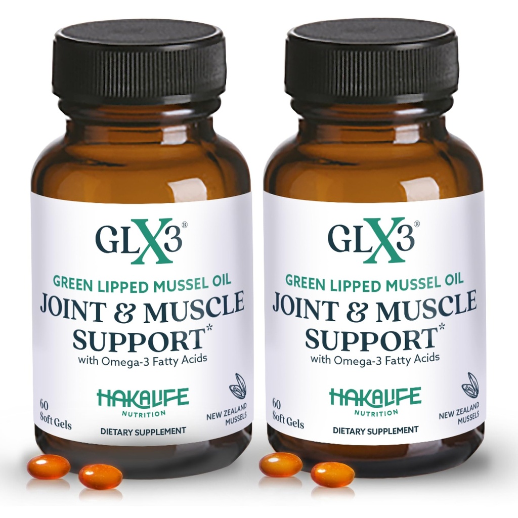 GLX3 Green Lipped Mussel שמן קפסולות לתמיכה משותפת ושרירים | תוספת-Strength ETA, EPA, DHA אומגה 3 ירוק Lipped Mussel עבור נוחות, גמישות ושיקום על ידי HakaLife GLX3