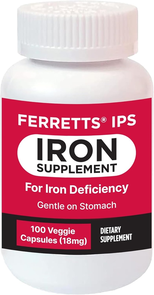Iron Supplement Capsules 18mg (IPS) - 100-Day Supply of Gentle Iron Supplement for Women & Men - Non-Constipating Iron Supplement for Anemia
