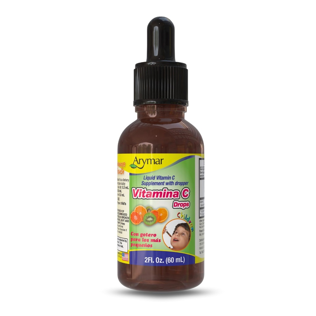 מרק ויטמין C טיפות - 2 fl oz Immune Support & Antioxidant נוזל, טבעוני, כתום פלאמור