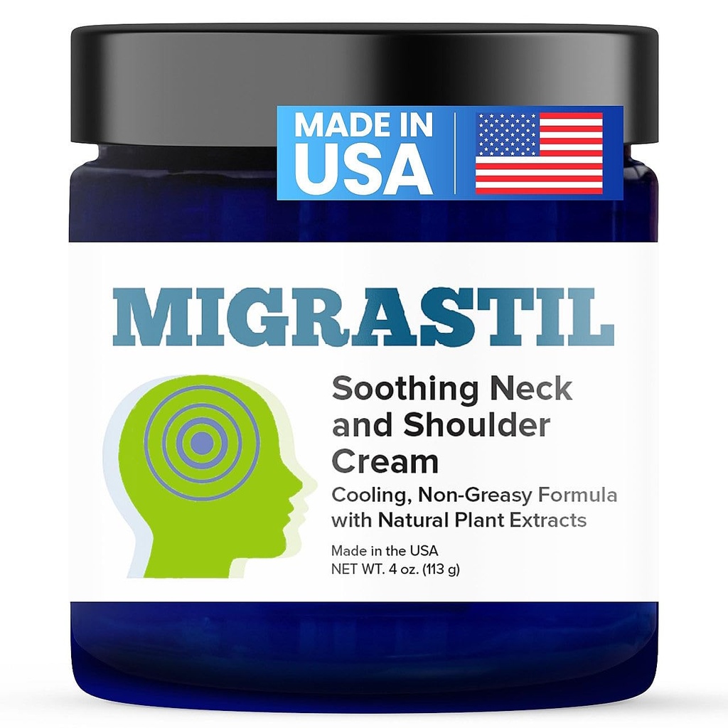 עיבוד בסיסי Migrastil Soothing Neck & Shoulder Cream - Fast-Acting & Powerful - non-Gry Topical Cream (4 oz). מיוצר בארה"ב