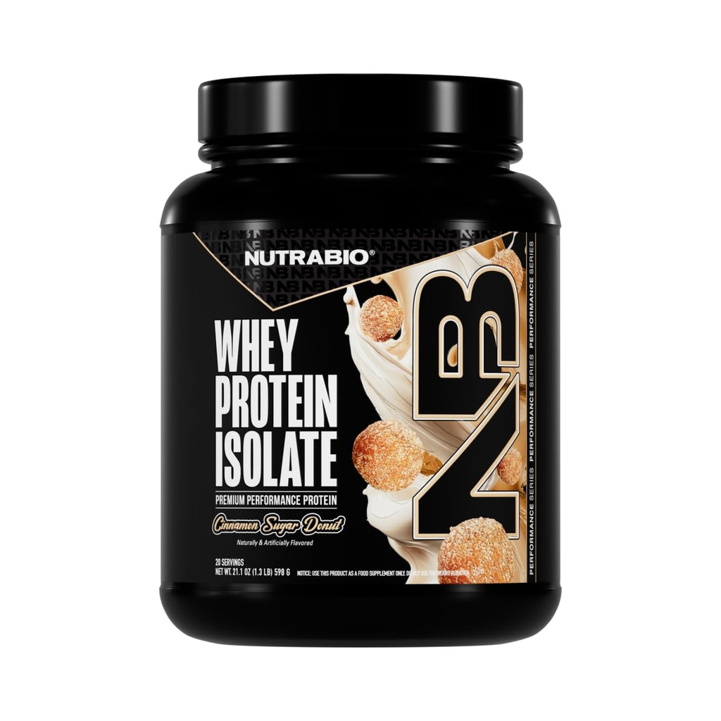 NutraBio 100% חלבון Whey חלבון Isolate אבקת חלבון, 25g חלבון עם פרופיל מלא Amino Acid, non-GMO, Soy & Gluten Free, Low Carb, Low Calorie Whey חלבון אבקת, Cinnamon Sugar Donut, 2 Lbs Lbs