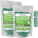 XPRS Nutra Vegan Size 00 בנפרד קפסולות - 100 Count Premium ריקה קפסולות נפרדות ב Bags - 00 Pills ריקה עבור תוסף DIY (Sage Green)