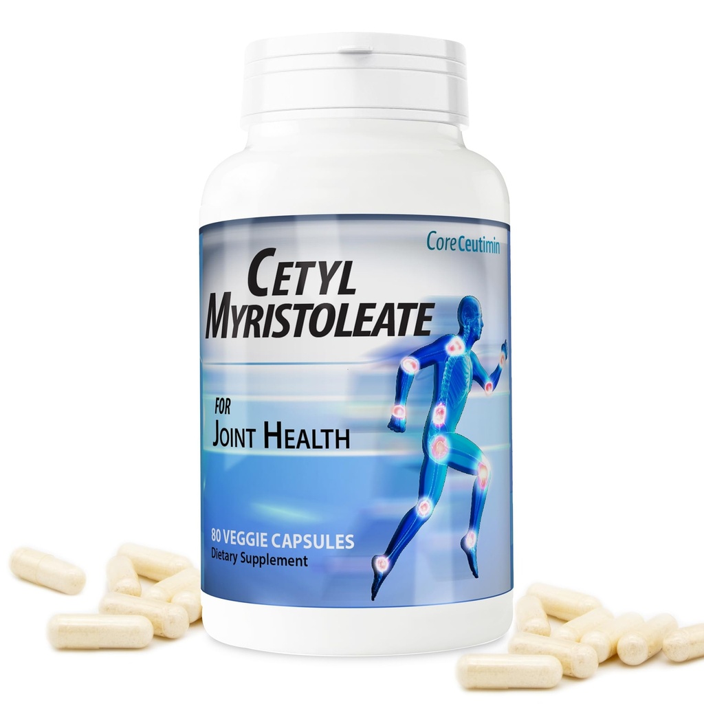 Cetyl Myristoleate - אומגה 5 Fatty Acid - תמיכה אולטרה סגול עבור הקלה מדיסק משותף ו Stiffness - כולל גלוקוזאמין, MSM & Hyaluronic Acid - 80 קפסולות