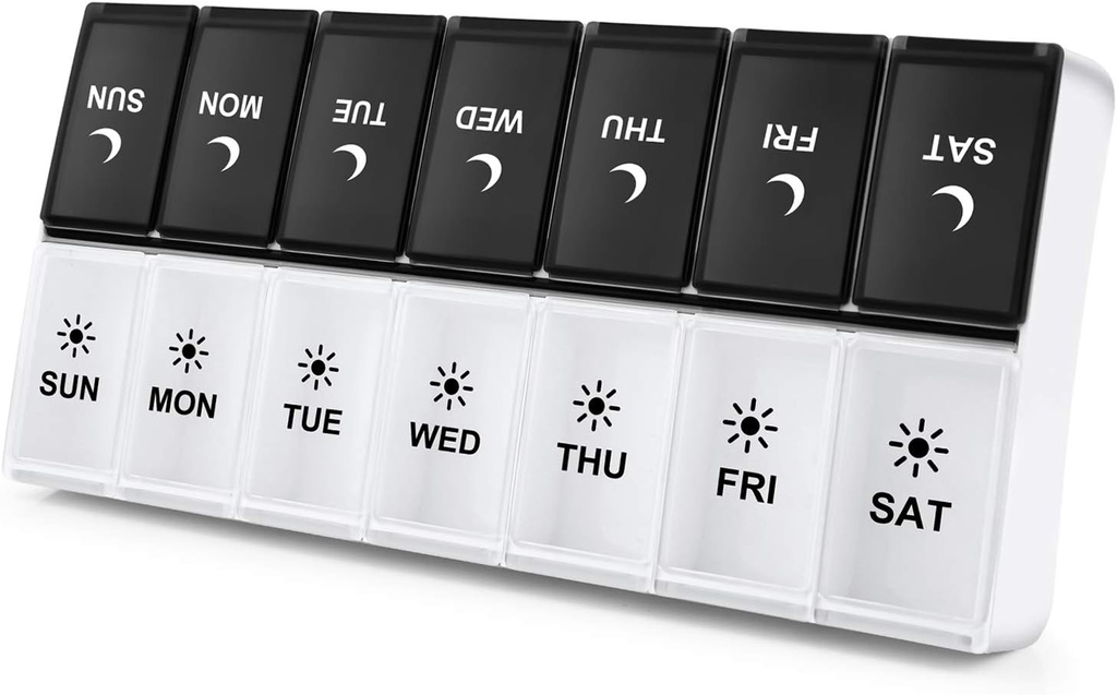 DANYING Large Pill מארגנת 2 פעמים ביום, Box Per AM PM Case, Day Container 7 ויטמין Case פעמיים