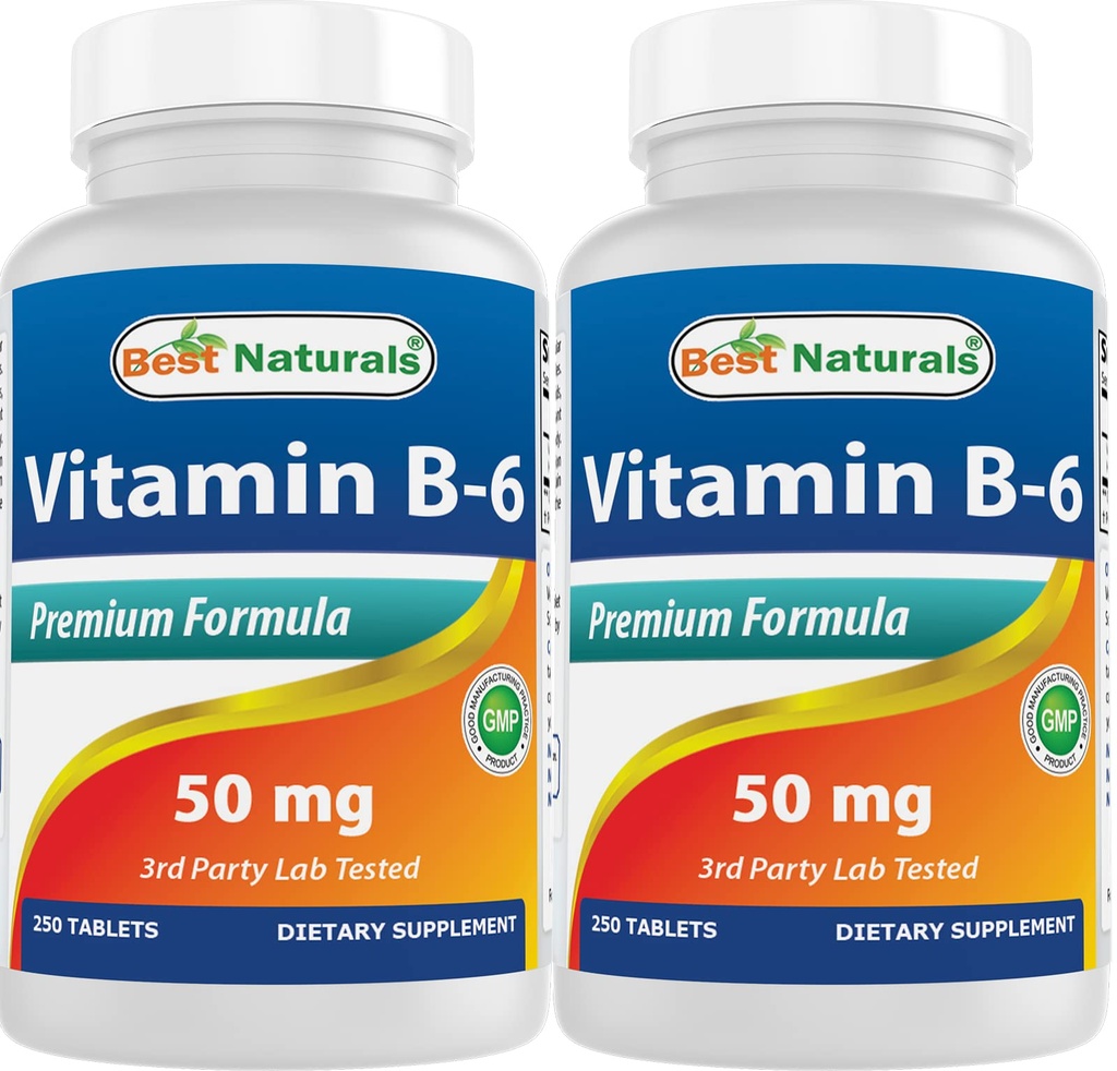 Best Naturals ויטמין B6 50 מ"ג 250 טבליות (250 ספירה)