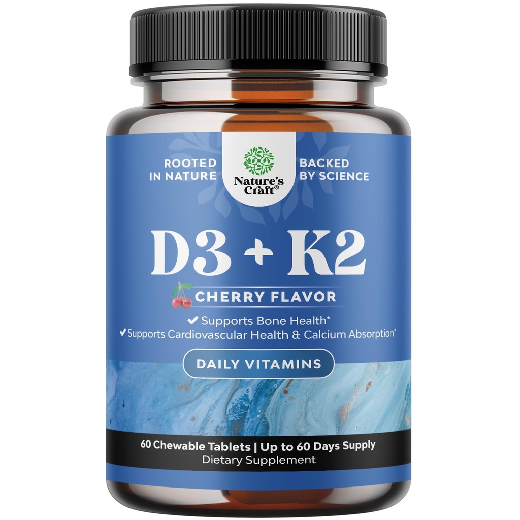 ויטמין D3 עם K2 MK7 תוספת - ויטמין D3 2000 IU Tablet ו-K2 עבור Immune תמיכה העצם בריאות הלב המשותף תמיכה בעצמות העצם ו- Mood Boost - מערכת VIT Immune - הרוזן 60